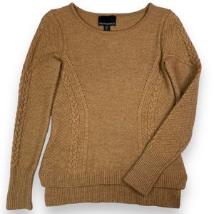 Cynthia Rowley Wool Blend Knit Sweater Tan Size Small